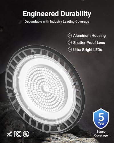 Sunco 12 Pack UFO LED High Bay Lights, Plug & Play, 150W, 19500LM, 5000K - size: 12 Pack