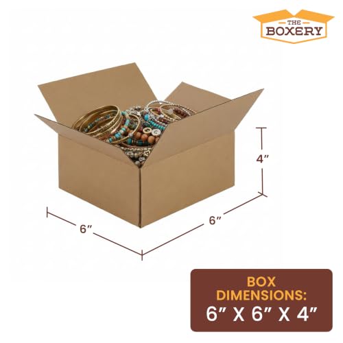 The Boxery 6"x6"x4" Corrugated Cardboard Boxes 50-Pack - size: 6 x 6 x 4"