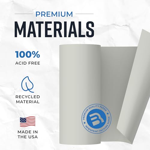 Bryco Goods Large Newsprint Packing Paper Roll 1000'L x 17.5”W, Made in USA - size: 1000' x 17.5" (Roll)