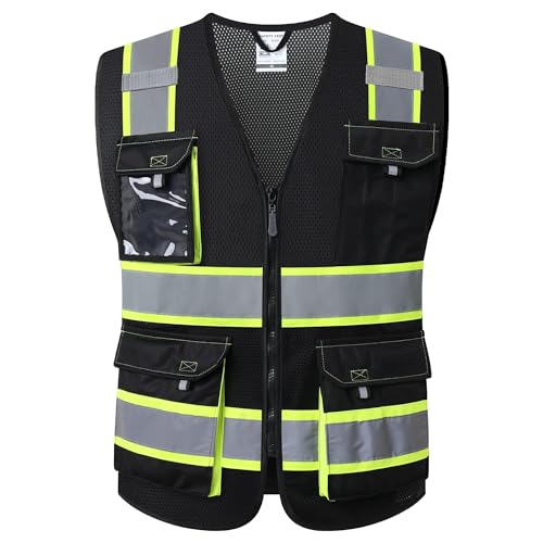 JKSafety Safety Vest for Men Women Hi Vis Reflective Vest JK220 Black S - color: Jk220-black, size: Small