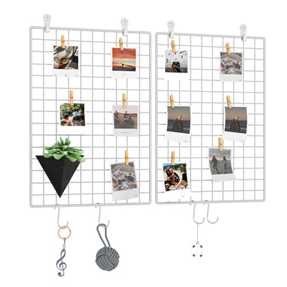 C&AHOME Photo Wall Display Set of 2, Wall Grid Panel, 17.7" x 25.6", White - color: White, size: 17.7 x 25.6 (45x65cm)