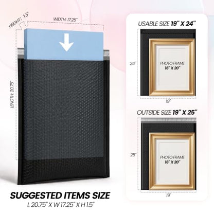Fuxury Bubble Mailers 19x24" 120 Pack Black Large Padded Envelopes bulk - color: Black, size: 19x24" 120PC