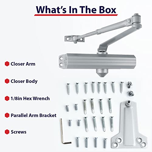 Lawrence Medium/Heavy Duty Door Closer Commercial Grade 1 - Surface-Mounted Commercial Automatic Door Closer with Adjustable 6-Speed Control and 3 Valves - Embassy Series LH5016 - style: Painted Brass (PB)