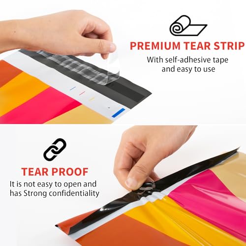 Oududianzi Poly Mailers 10x13, 100Pack Shipping Bags, Plastic Packaging Bags, Self-Seal Polymailers, Mailers Poly Bags, Package Bags for Small Business and Clothing - color: Retro Rainbow, size: 10x13 - 100Pack