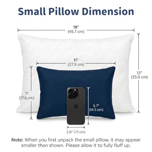 Pro Goleem 2-Pack Small Pillow, 7"x11" Soft Mini Pillow for Travel, Camping, Sleeping, Nap & Neck, Lumbar, Knee Support, for Office, Bed, Car, Air, Tiny Cushion for Kids, Pets, Adults (Navy Blue) - color: Navy, 2-pack