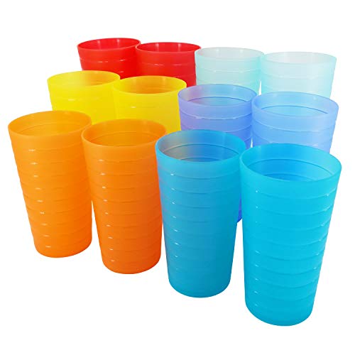 Plastic Reusable Cups set of 12, 22-ounce Iced-Tea Tumblers Rainbow - color: Rainbow Colors