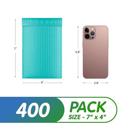Poly Bubble Mailers, 4,25 x 7 Inch Teal Padded Mailers, Self Seal Shipping Envelopes, Lightweight Poly Mailer Bags, Waterproof Mailing Bags, Pack of 100 - color: Teal, size: 4,25" x 7" / 100 Pack
