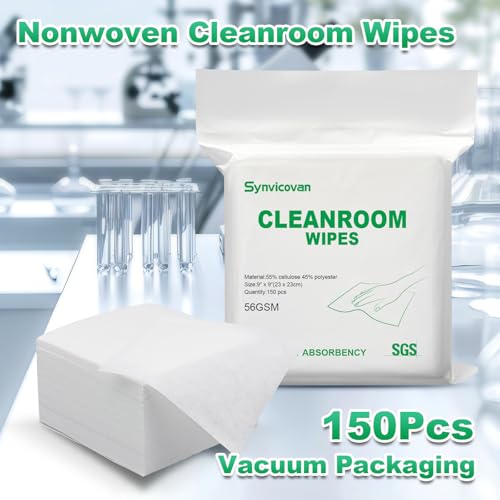 Cleanroom Wipes 9"x9" (150 Pcs,Grade B, 56GSM) - size: 9"×9" (Pack of 150)