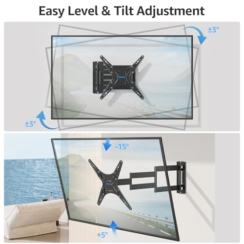 MOUNTUP Outdoor Long Arm TV Wall Mount for 26-65" TVs, Waterproof & Rustproof Outside Full Motion Bracket with Stainless Steel Screws, 37.4'' Long Extension Corner TV Mount Hold 77 lbs, VESA 400x400mm - size: 26-65 inch, 77 lbs, Outdoor 37.4 inch Arm