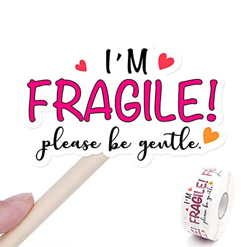 Wailozco Funny Fragile Stickers,I’m Fragile Please Be Gentle Packaging Sticker for Mailing Envelopes Small Business Shipping Package 500 Labels Per Roll - color: Please Be Gentle