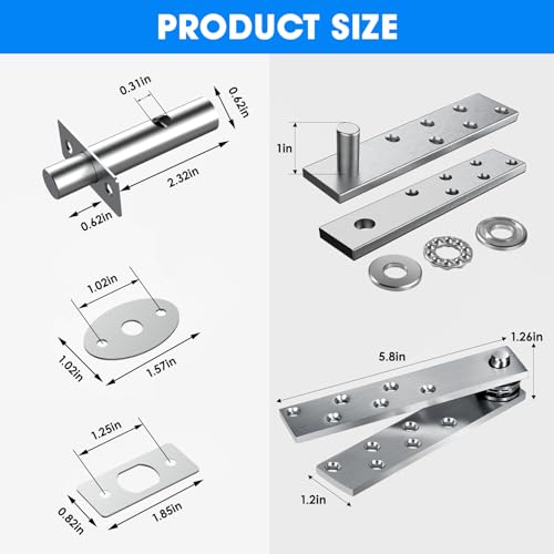 Pisman Pivot Door Hinges Heavy Duty, 360 Rotation for Secret Door - style: Simple Lock Style