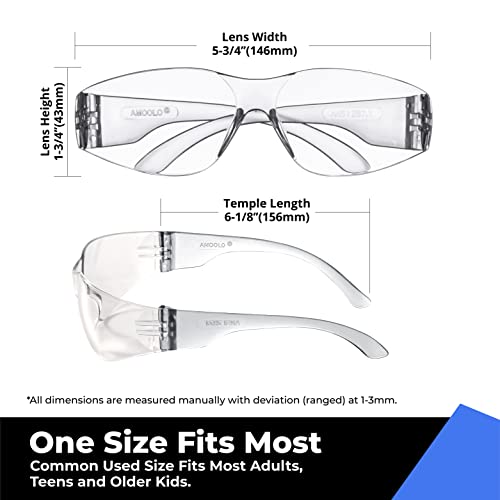 amoolo Clear Safety Glasses, ANSI Z87.1 Impact Resistant, 144 Pack, Adult - color: Clear, size: Adult's Size - 144 Pack