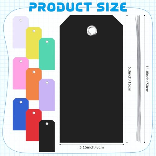 100 Pack Black Plastic Shipping Tags with Wire Ties, 4.72 x 2.36 inches Heavy Duty Industrial Hang Tags, Blank Identification Labels for Warehouse, Inventory & Outdoor Equipment (Black) - color: Black