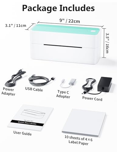Phomemo Bluetooth Thermal Shipping Label Printer, 241BT Wireless Thermal Label Printer for Shipping Packages, Inkless Thermal Shipping Label Printer, Compatible with iPhone, Android, Green - color: Green