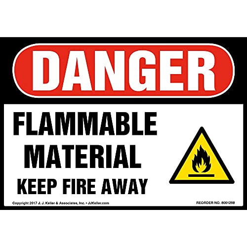 J. J. Keller Danger: Flammable Material Keep Fire Away Sign, 5" x 3.5"
