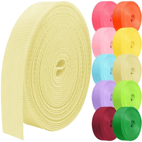 Polypropylene Webbing 1 Inch 1.5 inch 2 inch Nylon Webbing Straps, 5 10 25 50 100 Yards Webbing Strapping - color: Begie, size: 2 Inches x 25 Yards