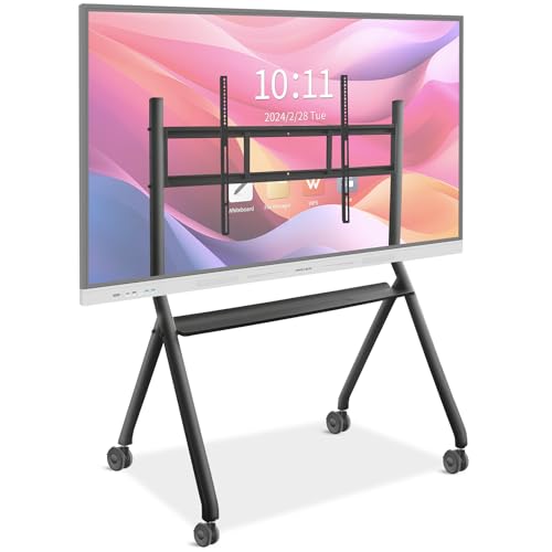Interactive Whiteboard Portable Stand for 55"-86" Smart Board, Four Lockable Wheels, Sleek Design for The Modern Office or Classroom - size: 55-86 Inch