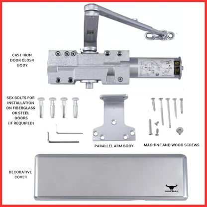The Door Bull Series 9016 Grade 1 Heavy Duty Hydraulic Closer - size: DC9016 Series, style: Silver