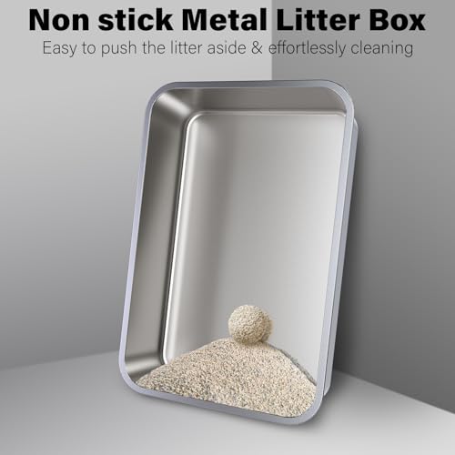 Stainless Steel Litter Box for Kitten,Metal Litter Box with Lid S - color: S-M-lid-10"H
