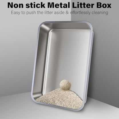 Stainless Steel Litter Box for Kitten,Metal Litter Box with Lid S - color: S-M-lid-10"H