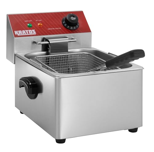 Kratos Commercial Electric Countertop Deep Fryer, 10 lb. Fryer with Basket, Stainless Steel Fryer for Restaurants, Concession Stands