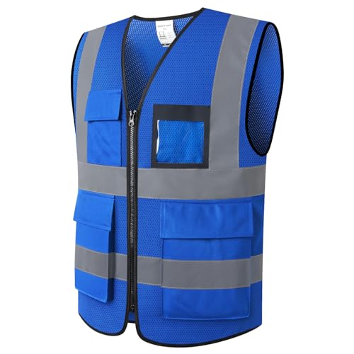 Hi Vis Reflective Safety Vest for Men Women,EK170,Blue,M - color: Blue-170, size: Medium