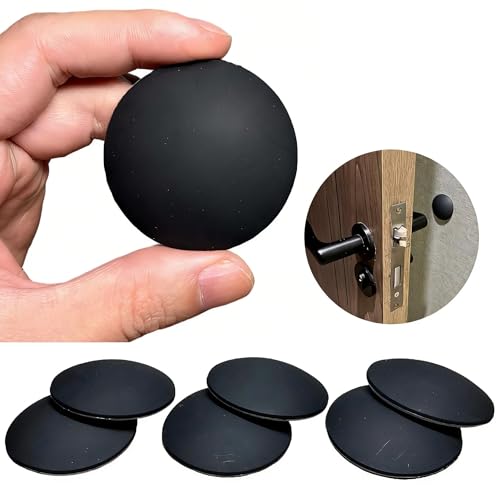 Door Stoppers for Wall, Silicone Door Knob Wall Protector, 2" Round Black - size: 6Pcs, Round, Black
