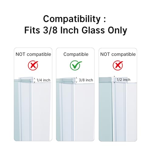 AmazerBath 5-Pack 15.75" Shower Door Side Seal Strip for 3/8"(10mm) Glass - 5 Section Segmented Shower Installation Kit Frameless Glass Door Seal Strip - style: Side Seal 3/8