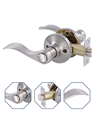 (1 Pack) Keyed Alike Front Door Lever Lockset with Single Cylinder Deadbolt Combination Set, Wave Style Lever, Front Door/Exterior Door Knob with Lock and Deadbolt, Satin Nickel Finished - color: Satin Nickel Keyed Alike 1DB, style: 1