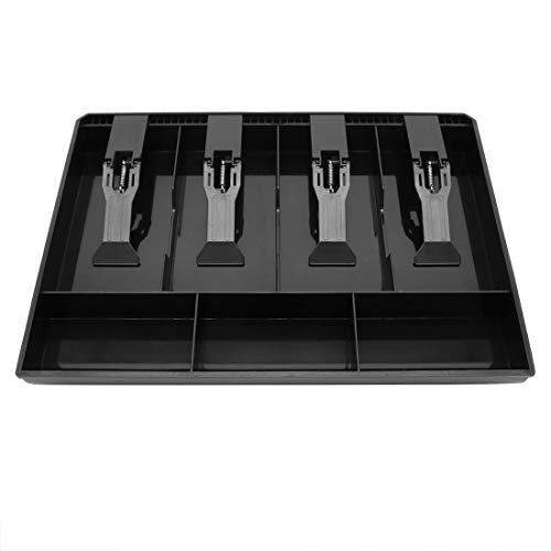 Cash Register Drawer Insert Tray with 4 Bill/3 Coin Compartments for Money Storage, Black - size: 4 Bill/3 Coin