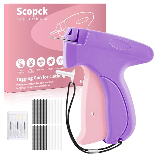 Stitch Gun for Clothes - Handheld Stitch Gun Quick Clothing Fixer - Tagging Gun - Includes 6 Needle, 1000 Black Fasteners & 1000 White Fasteners - color: Purple