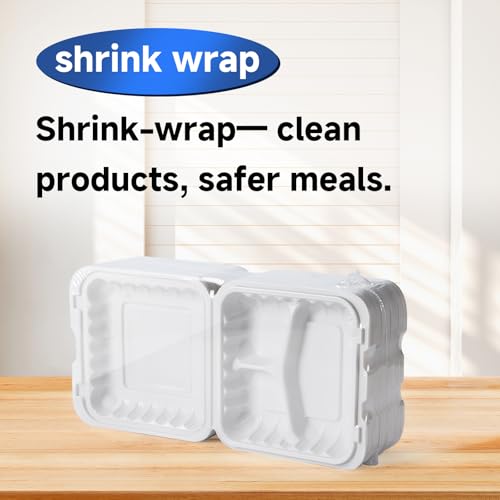 7.8" 30oz 3 Compartment Food Containers - Shrink Wrap Ready to Use - size: 7.8 inch 30 oz