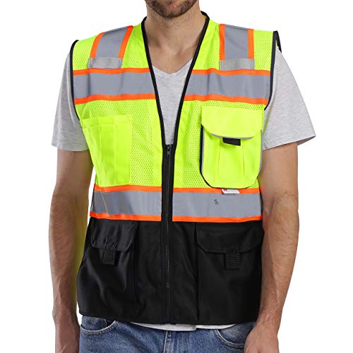 Dib Safety Reflective Safety Vest Made with 3M Tape, Yellow and Black XL - color: Yellow & Black, size: X-Large