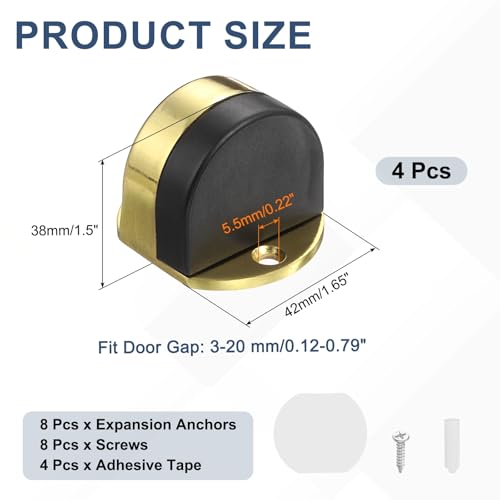 uxcell 4 Pack Low Dome Floor Door Stop 1.5" H x 1.65" W, Stainless Steel - color: Gold