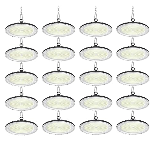 UFO LED High Bay Light:500W 50000LM LED Shop Light Without Plug, 6000-6500K Daylight Bay Lighting, IP65 Waterproof Industrial UFO Light for Barn/Garage/Commercial Warehouse(20 Pack) - color: 20 Pack, size: 500W