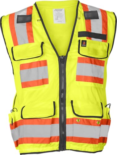 Ironwear 1278FR-L-04-XL ANSI Class 2 Flame Retardant Polyester Surveyor SAFETY Vest with 2" Silver Reflective Tape, Lime, X-Large - size: X-Large