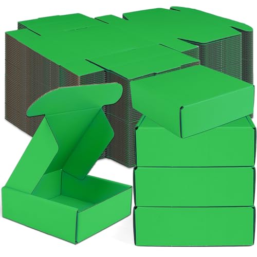 Small Shipping Boxes, 50 Pack Cardboard Box Corrugated Mailer Boxes Small Corrugated Boxes For Shipping Packaging Craft Gifts Giving Products, 6 x 4 x 1.6 Inches (Grass Green) - color: Grass Green