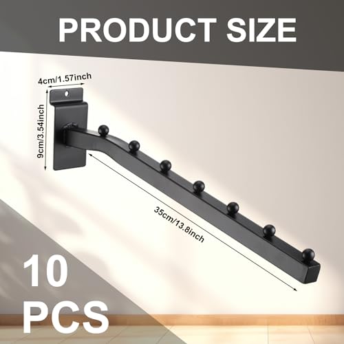 Blulu 10 Pcs 7 Ball Slatwall Waterfall Hook 13.8'' Metal Slat Wall, Black - color: Black