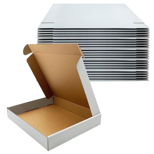 13x11x2 Inch Shipping Boxes Set of 25,White Corrugated Cardboard Mailers - size: 13x11x2 inches