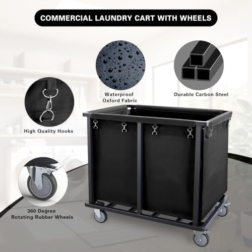 Commercial Laundry Cart with Wheels,400L Industrial Laundry Cart