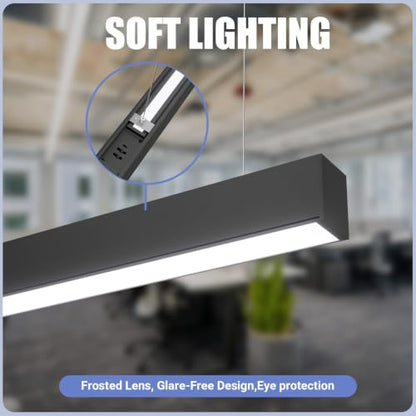 4FT LED Linear Light,50/45/40/35/30W Up and Down Light,3/4/5000K - color: Black, size: 4FT4P