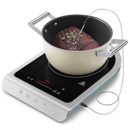SMEG 1800W Portable Induction Cooker – Collezione Collection | Single-Burner Induction Hob with Probe, 9 Power Levels + Boost, Touch Controls — Travel/RV/Compact Kitchen-Jade - color: Jade