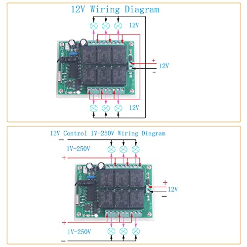 12V 6 Channel Wireless Remote Control Switch 433MHz Relay Switch
