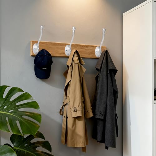 CBWLWJ 6 Pack Heavy Duty Wall Hooks for Hanging, Metal Coat Hooks Wall Mount, Easy to Install, Ideal for Living Room, Bathroom, Kitchen, Bedroom (Silver) - color: Silver