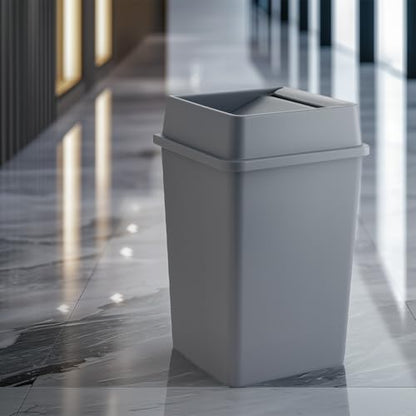 Gray, 35 Gallon Square Commercial Trash Can with Swing Lid, Heavy-Duty Garbage Can, Industrial Trash Bin for Restaurants/Warehouse/Commercial Facilities - color: Gray, size: 35 Gallon with Lid