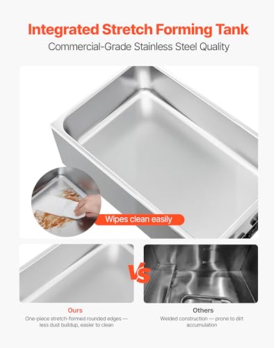 VEVOR Commercial Food Warmer, 1200W Electric Stainless Steel Steam Food Warmer, Fast Heating Countertop Buffet Bain Marie with Two 1/2 Size Food Pans, for Catering, Restaurants, Parties & Buffets - size: 2*1/2Pan