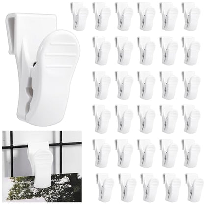 32 Pcs Plastic Gridwall Clips, Accessory Hooks for Hanging Display Sign Holder, Storage and Organization in Retail, Home, Workspace, White