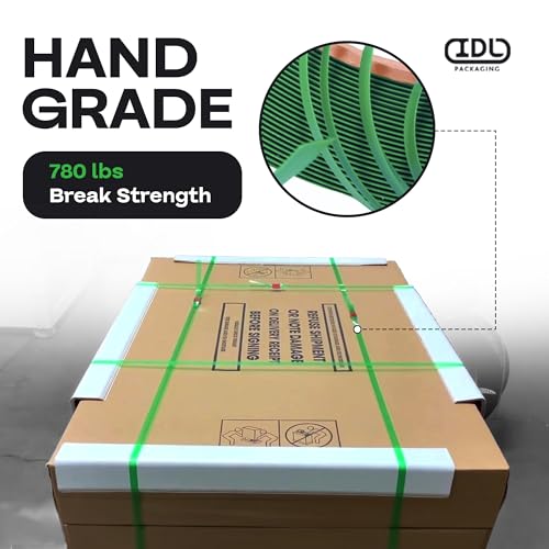 IDL Packaging 1/2" x .025" x 3440' Polyester (PET) Strapping Roll of 8" x 8" Core Size, 780 lbs Break Strength, Green, Smooth - UV and Rust Resistant - size: 1/2W" x 3440L' (780 lbs BS, 8x8 Core)