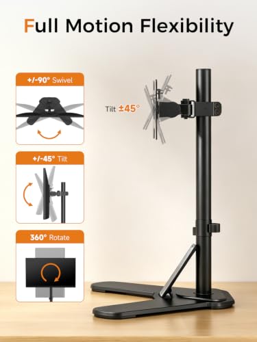 Suptek Single Monitor Mount, Adjustable Monitor Desk Mount for Fully Adjustable Stand 1 / Single Screen up to 32 inches (ML97401SEY) - size: Single Monitor Mount, style: Free standing
