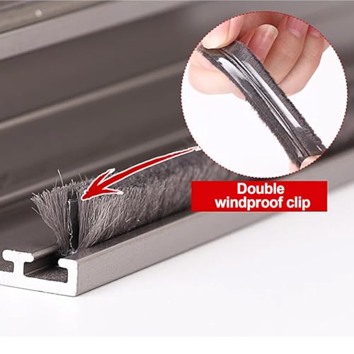 16 Ft (5m) 196 Inch Sliding sash Windows Doors Tape Pile Draught excluder Brush Seal Strip weatherstrip 7mm x 12mm (7/24 1/2 Inch, Gray) - size: 7mm * 12mm